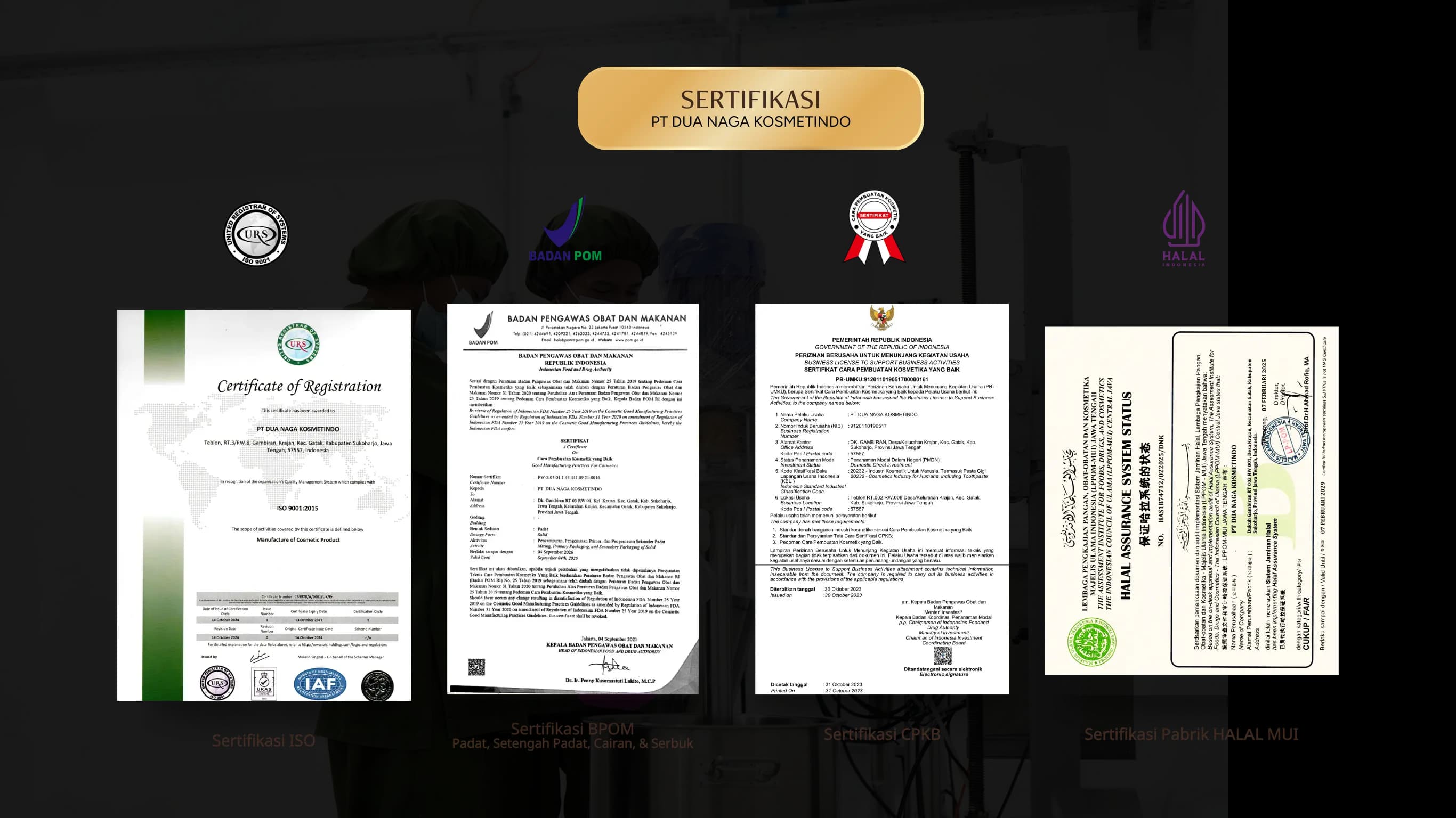 Sertifikasi PT DUA NAGA KOSMETINDO